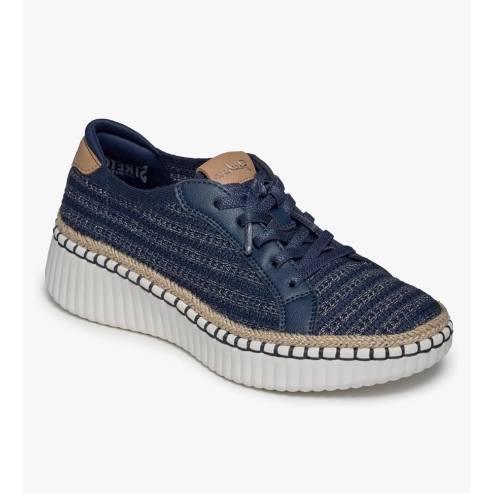 Skechers Wilshire BLVD Passion Play Navy Silver Platform Sneakers 100827 Women 8